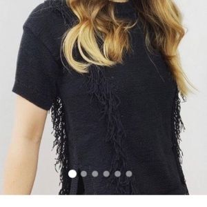 Michael Kors short sleeved fringe top